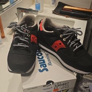 Saucony Black with Red Accent Retro Running Sneakers